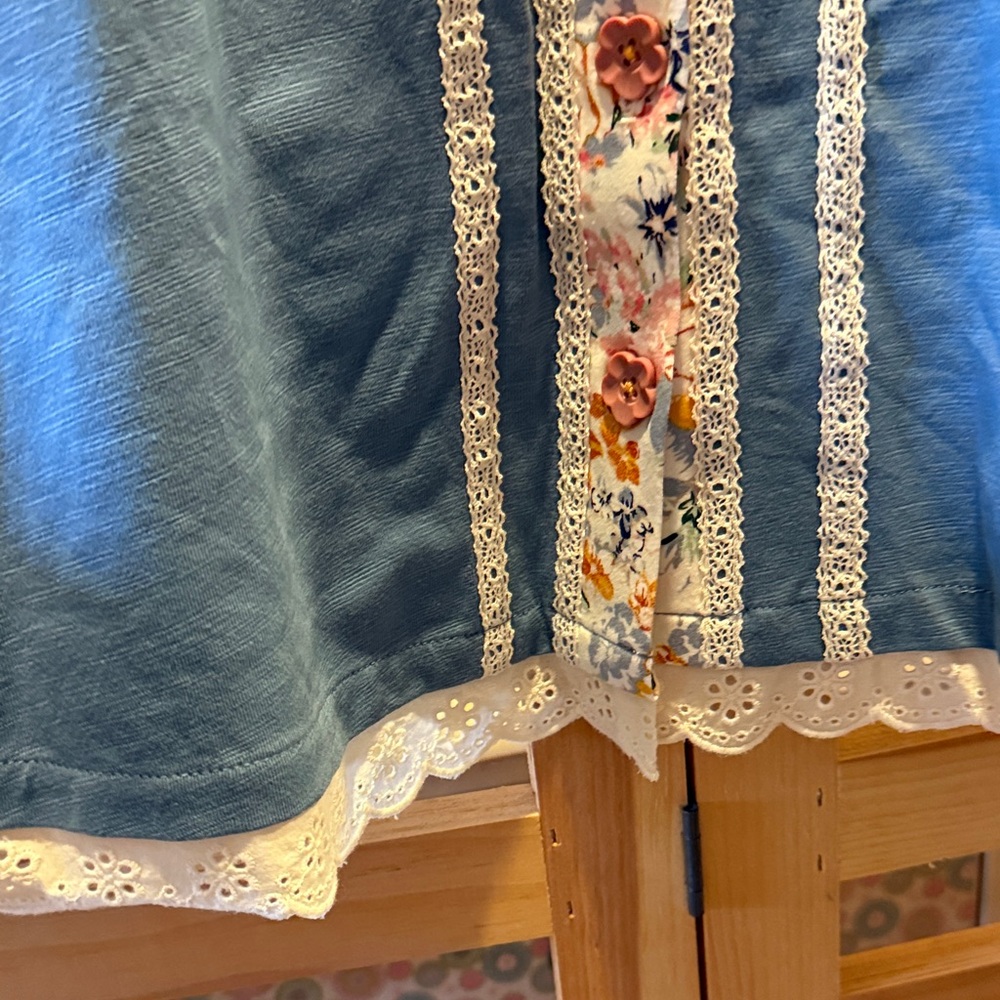 Matilda Jane Blue Floral Lace Trim Dress - Picture 4 of 5